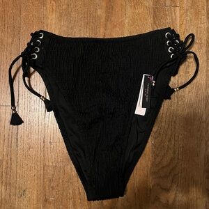 Chic Black Lace-Up Bikini Bottoms